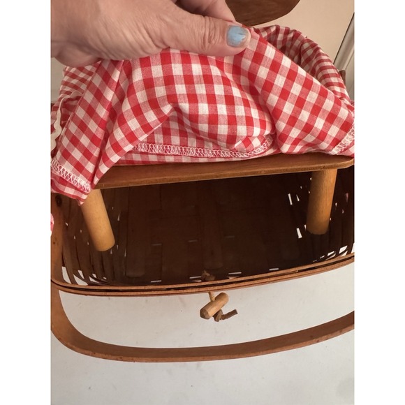 Vtg Longaberger 1993 Large Basket With Lid, Handles & Riser Picnic Pie Red White - Picture 9 of 14